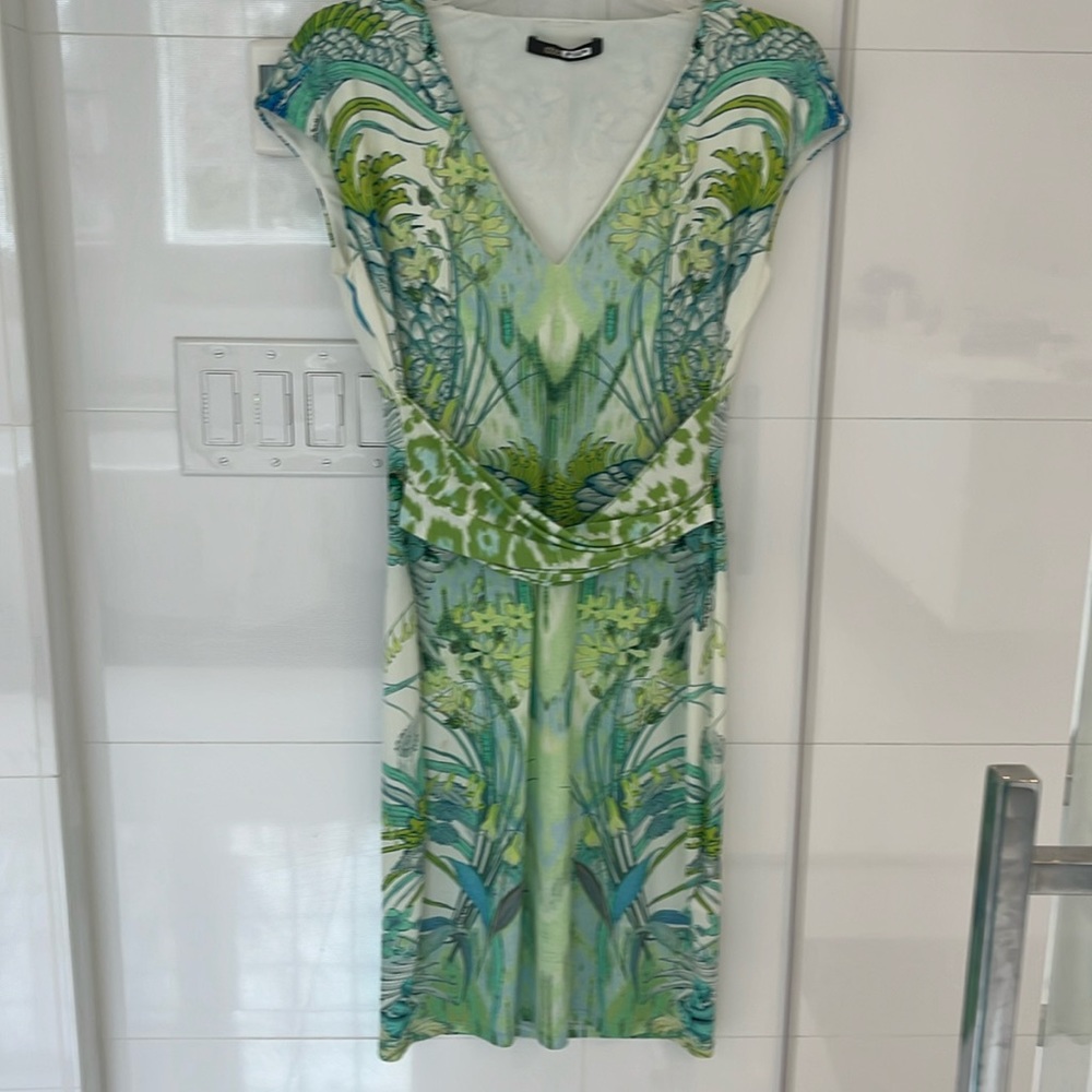 Roberto Cavalli worn green and white dress size 44